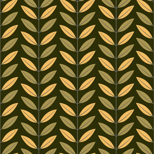 Patrón Sin Costura Floral Con Ramas Abstractas Verticales Verdes Con — Vector de stock