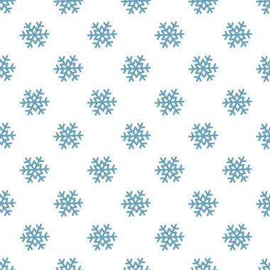 Beyaz zemin üzerinde basit kar taneleri olan kusursuz bir şablon. Tebrik kartı, hediye kutusu, duvar kağıdı, kumaş, web tasarımı için kış tasarımı.
