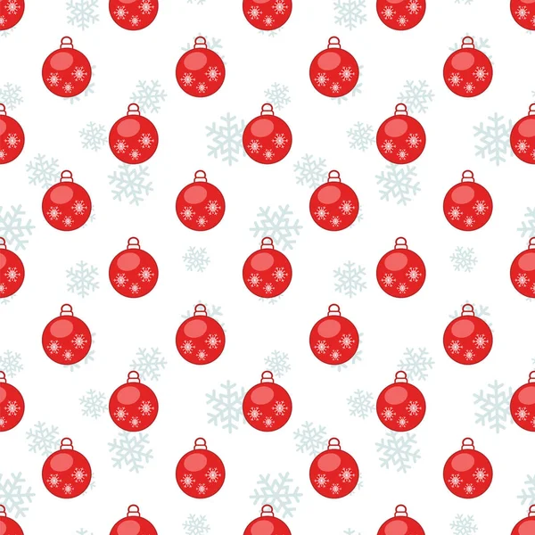 Vektornahtloses Muster Mit Roten Weihnachtskugeln Auf Weißem Hintergrund Weihnachtsdesign Für — Stockvektor