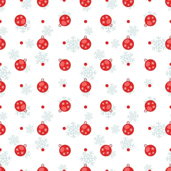 Vektornahtloses Muster Mit Roten Weihnachtskugeln Auf Weißem Hintergrund Weihnachtsdesign Für — Stockvektor