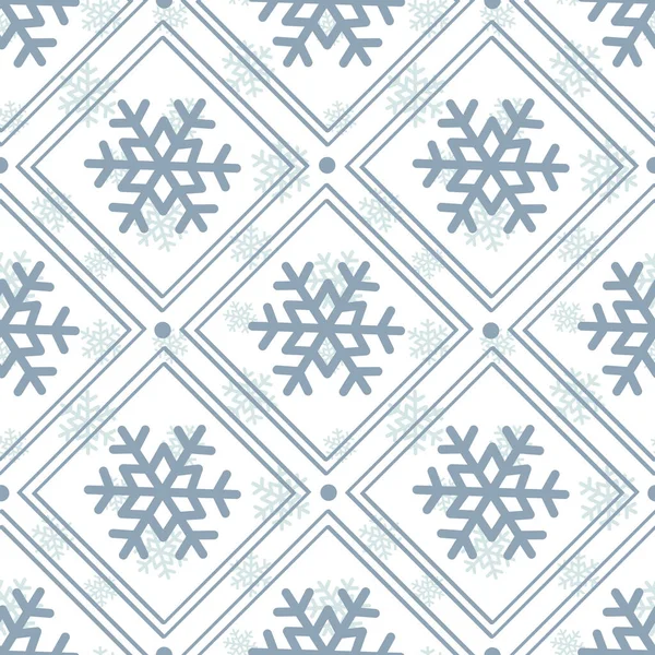 Vector Seamless Geometric Winter Pattern Snowflakes White Background Holiday Design — Stock Vector