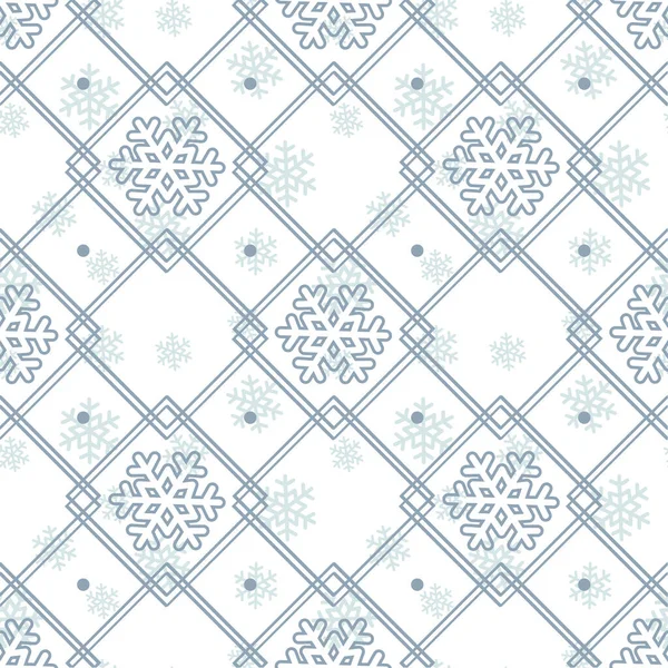 Векторний Безшовний Геометричний Зимовий Візерунок Сніжинками Білому Тлі Святковий Дизайн — стоковий вектор
