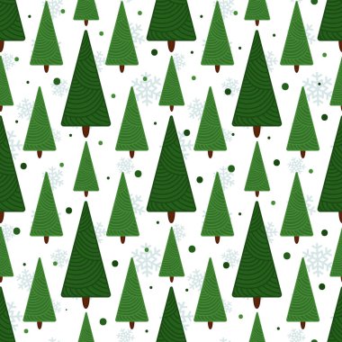  Vector seamless winter pattern with christmas trees; winter background for fabric, wrapping paper, textile, wallpaper, greeting card, gift box, web design.