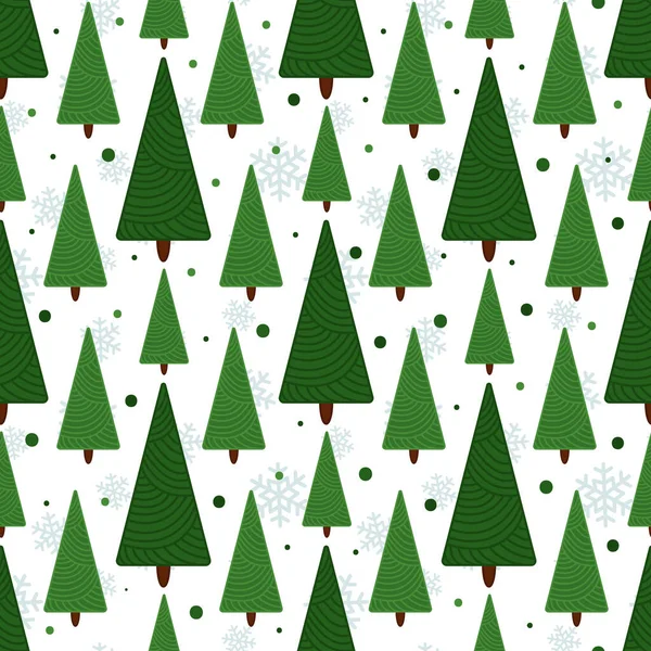 Vector Seamless Winter Pattern Christmas Trees Winter Background Fabric Wrapping — Stock vektor