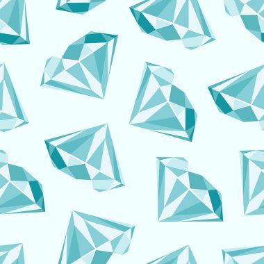  Vector seamless pattern with blue gemstones; design for fabric, wrapping paper, wallpaper, textile, greeting card, gift box, web design.
