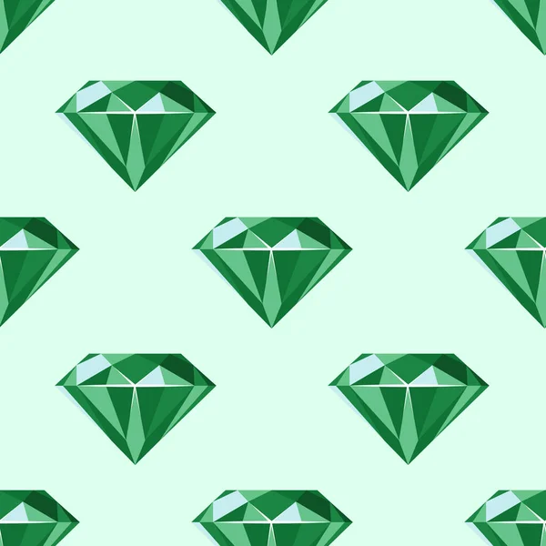 Vector Seamless Pattern Green Gemstones Design Fabric Wrapping Paper Wallpaper — Stockvector