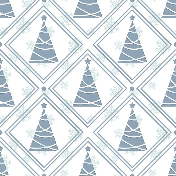 Vector Seamless Holiday Pattern Blue Christmas Trees White Background Christmas — Stock Vector