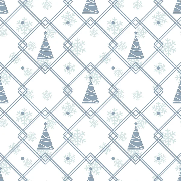 Vector Seamless Holiday Pattern Blue Christmas Trees White Background Christmas — Stock Vector