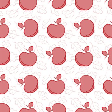  Kırmızı elmalı vektörsüz desen; kumaş, duvar kağıdı, ambalaj kağıdı, tekstil, paket, masa örtüsü, web tasarımı için basit meyve arkaplanı.