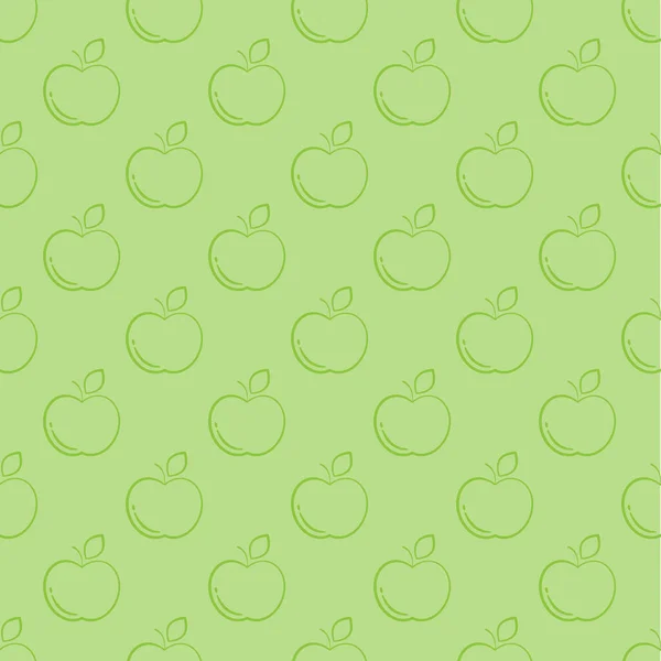 Vektornahtloses Apfelmuster Grüner Hintergrund Einfaches Fruchtdesign Für Stoff Tapete Packpapier — Stockvektor