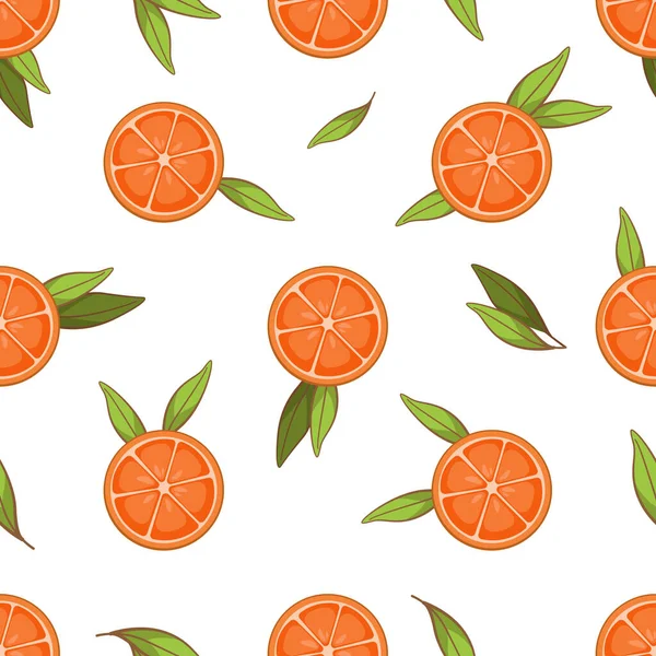 Vector Seamless Oranges Pattern Juicy Background Fabric Wallpaper Wrapping Paper — Stock Vector