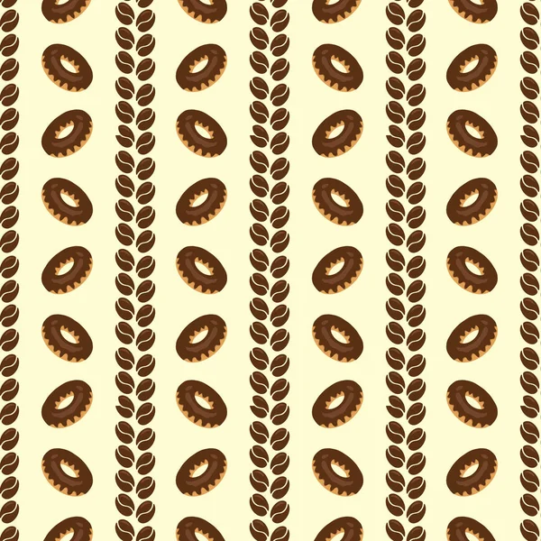 Vektor Zökkenőmentes Minta Kávébab Csokoládé Fánk Ízletes Háttér Csomag Csomagolópapír — Stock Vector