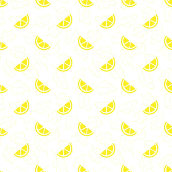 Vector Seamless Pattern Lemons Slices Simple Fruity Design Fabric Wallpaper — Stock Vector