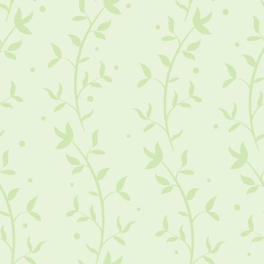  Yeşil dikey dalları ve yaprakları olan soyut çiçek deseni; kumaş, duvar kağıdı, tekstil, ambalaj kağıdı, web tasarımı.