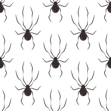  Örümceklerde kusursuz desen. Kumaş, duvar kağıdı, tekstil ve web tasarımı için basit bir tasarım. Beyazda izole edilmiş.