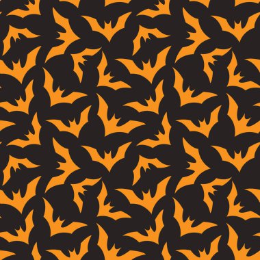  Yarasalarla kusursuz Cadılar Bayramı şablonu. Tebrik kartı, hediye kutusu, duvar kağıdı, kumaş, web tasarımı için basit simge yarasaları tasarımı.