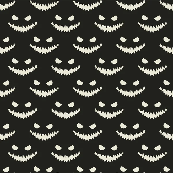 Patrón Halloween Sin Costuras Vectorial Con Sonrisas Miedo Sobre Fondo — Vector de stock