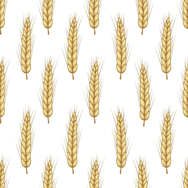 Векторний Безшовний Візерунок Вухами Пшениці Ізольовані Білому Ціле Зерно Органічне — стоковий вектор