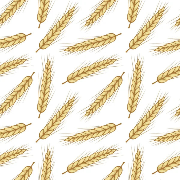 Vector Seamless Pattern Ears Wheat Isolated White Whole Grain Organic — Stock Vector