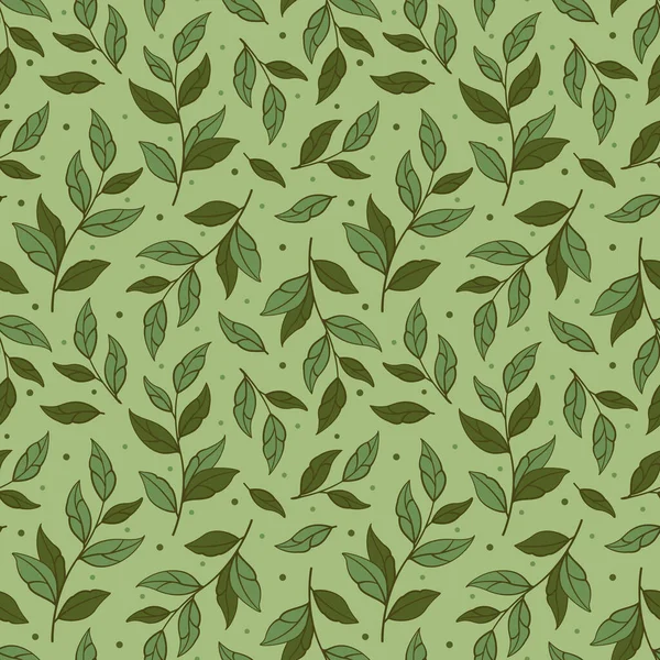 Florales Nahtloses Muster Vektorgrüne Zweige Mit Blättern Design Für Stoffe — Stockvektor