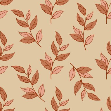 Sonbahar yapraklarıyla kusursuz desen. Vektör dalları ve yaprakları. Kumaşlar, duvar kağıtları, tekstil, web tasarımı için tasarım.