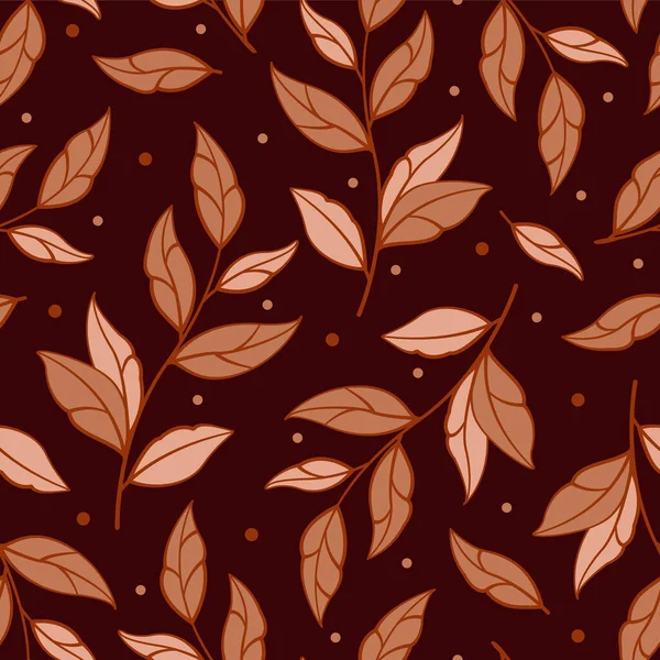 Floral Seamless Pattern Vector Autumn Branches Leaves Design Fabrics Textiles — Stock Vector