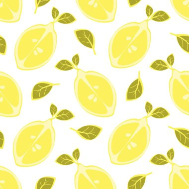 Limon dilimleriyle kusursuz bir şablon. Beyazda izole edilmiş. Sulu meyveler.