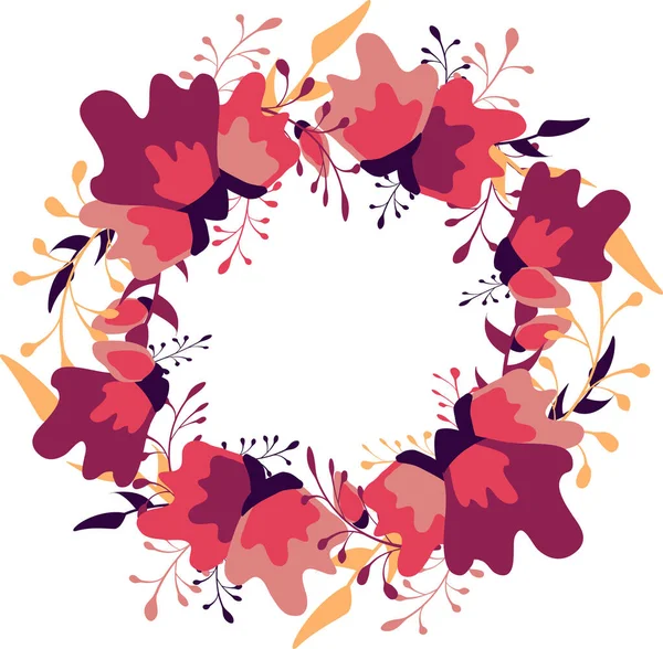 Квіткова Кругла Рамка Пробілом Тексту Квіти Рожеві Фіолетові Ізольовані Білому — стоковий вектор