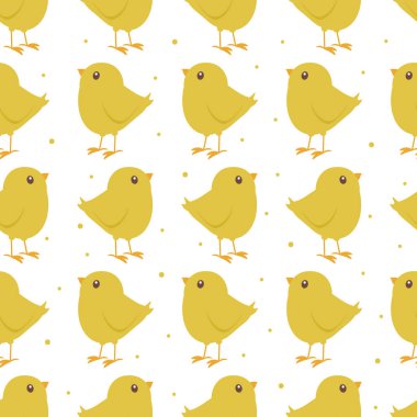 Çizgi filmdeki sarı hatunların kusursuz desenleri. Paskalya tebrik kartları, ambalaj kağıdı ya da tekstil için mükemmel. Beyazda izole edilmiş.