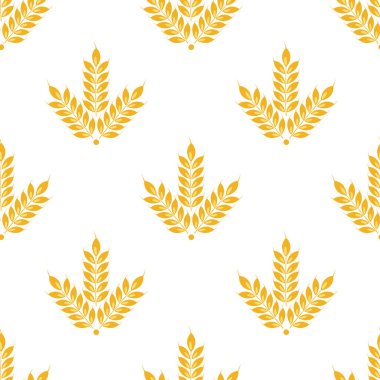 Buğday desenli vektörsüz kulaklar. Tam tahıl, organik, fırın paketi, ekmek ürünleri için. Beyazda izole edilmiş.
