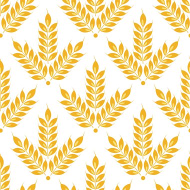 Buğday desenli vektörsüz kulaklar. Tam tahıl, organik, fırın paketi, ekmek ürünleri için. Beyazda izole edilmiş.