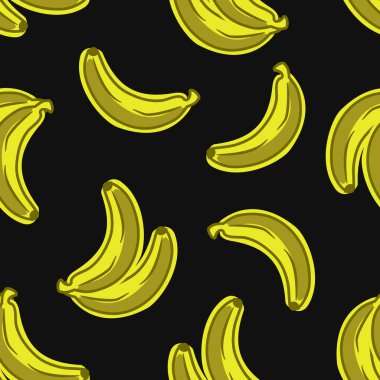 Siyah zemin üzerinde muzlar olan kusursuz bir model. Kağıt ya da tekstil için mükemmel.