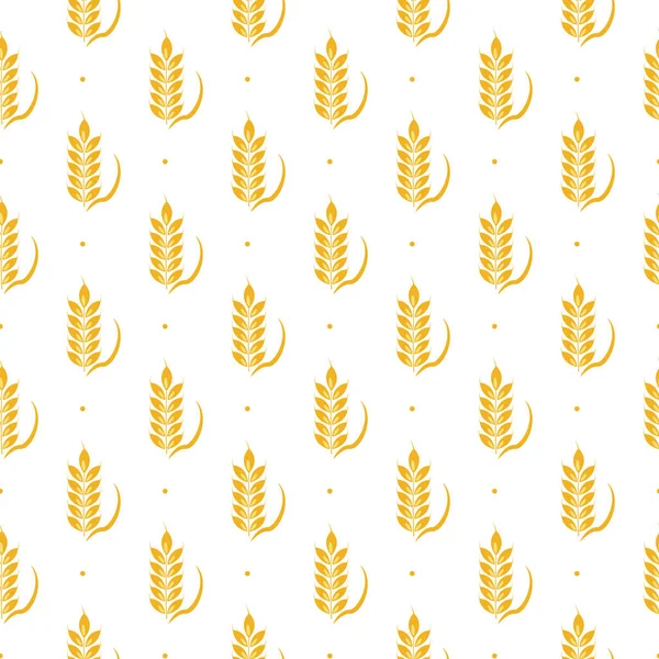 Vector Seamless Ears Wheat Pattern Whole Grain Organic Bakery Package — 스톡 벡터