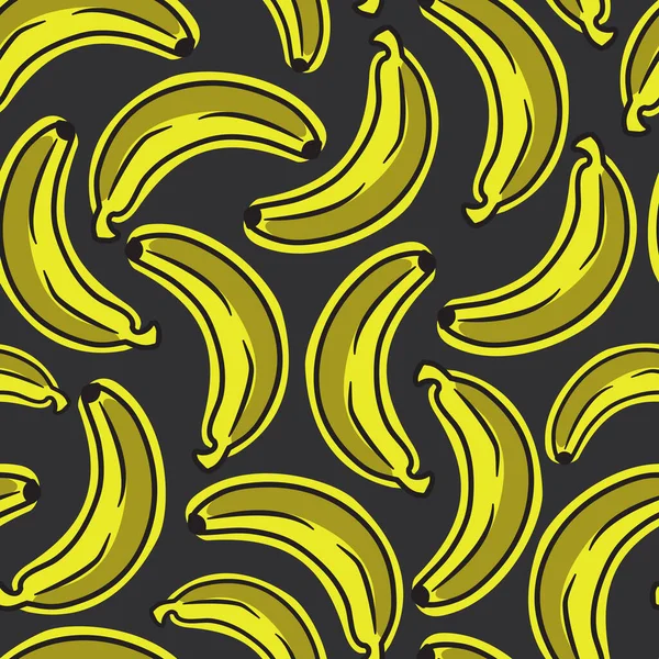 Patrón Sin Costura Vectorial Con Plátanos Dibujados Mano Sobre Fondo — Vector de stock