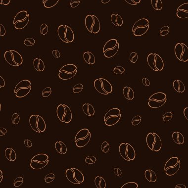 Robot resim tarzında kahve çekirdekleri ile kusursuz bir şablon. Tasarım, basılı materyal, ambalaj kağıdı veya kumaş için mükemmel.