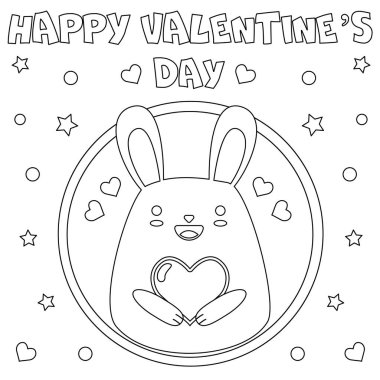 Boyama sayfası. Sevgililer Günün kutlu olsun. Siyah ve beyaz vektör çizimi. Stres önleyici kitap için mükemmel..