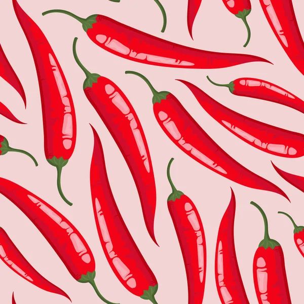 Vektor Zökkenőmentes Minta Piros Forró Chili Paprika Természetes Design Szövet — Stock Vector