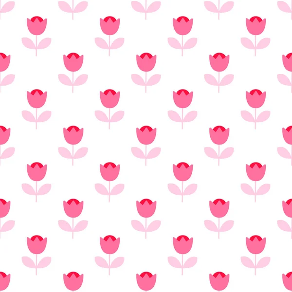 Vector Naadloos Patroon Met Roze Bloemen Eenvoudig Bloemmotief Voor Stof — Stockvector