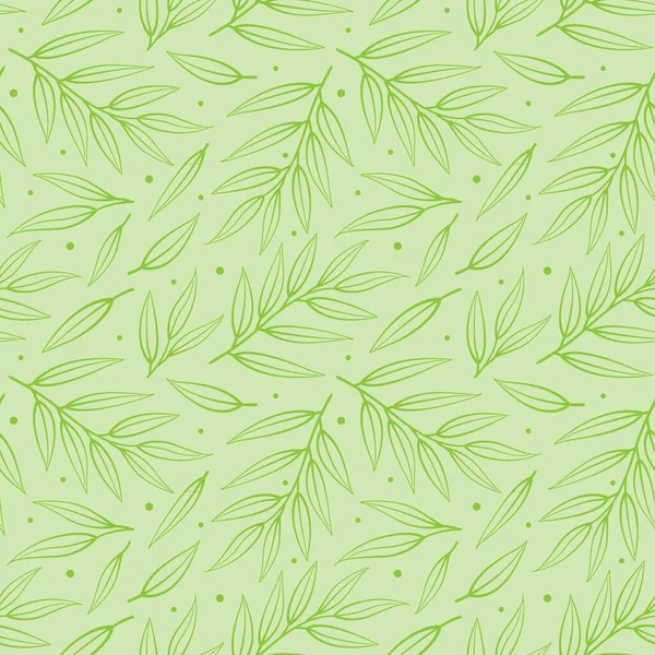 Patrón Sin Costura Vectorial Con Hojas Verdes Ramitas Diseño Natural — Vector de stock