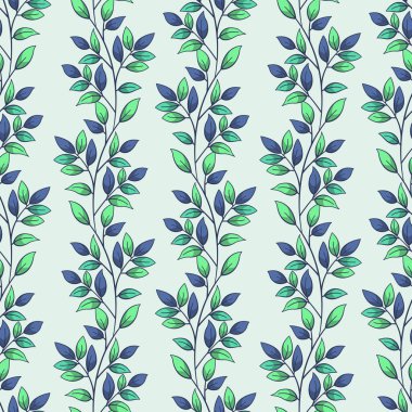  Yapraksız desen; yapraklı dikey dallar; kumaş, duvar kağıdı, tekstil, ambalaj kağıdı, web tasarımı için renkli çiçek tasarımı.