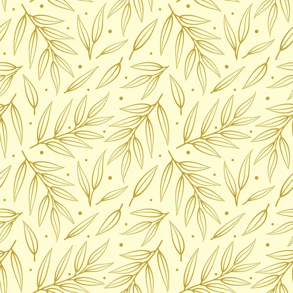 Vektor Nahtloses Muster Mit Goldblättern Auf Zweigen Abstraktes Naturdesign Für — Stockvektor