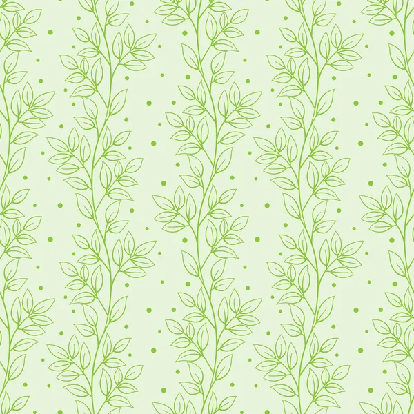 Blattnahtloses Muster Grüne Vertikale Blattzweige Abstraktes Florales Design Für Stoff — Stockvektor