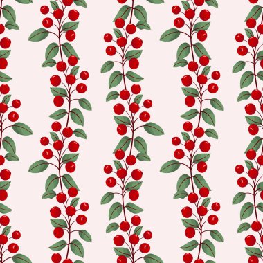 Yaban mersinli vektörsüz desen; kumaş, duvar kağıdı, ambalaj kağıdı, tekstil, ambalaj, web tasarımı için dikey yaban mersini dalları.