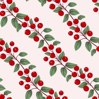 Yaban mersini dalları ile vektörsüz desen; kumaş, duvar kağıdı, ambalaj kağıdı, tekstil, web tasarımı için doğal böğürtlen tasarımı.