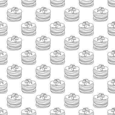  Karalama gözlemeleri ile vektörsüz desen; ambalaj kağıdı, paket, kumaş, web tasarımı için el çizimi tatlı.