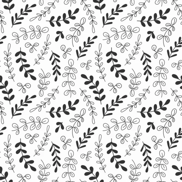 Motif Floral Sans Couture Brindilles Dessin Main Pour Tissu Papier — Image vectorielle