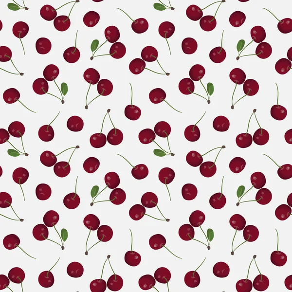 Vector Seamless Pattern Cherry Juicy Berries Fabric Wallpaper Packaging Textile — Stock Vector