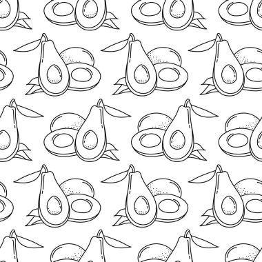 Karalama avokadoları ile vektör dikişsiz desen; kumaş, duvar kağıdı, tekstil, ambalaj kağıdı, web tasarımı için el çizimi avokadolar.