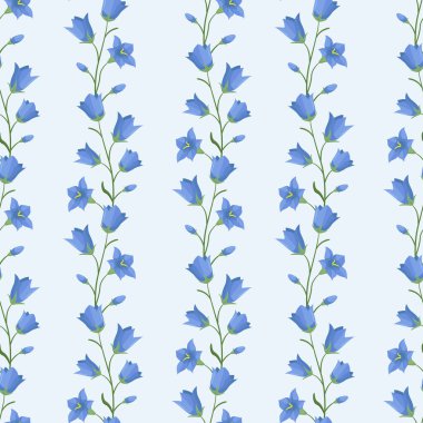  Dikey çan çiçeği çelenklerine sahip vektörsüz desen; kumaş, duvar kağıdı, ambalaj kağıdı, web tasarımı için bahar doğal tasarımı.