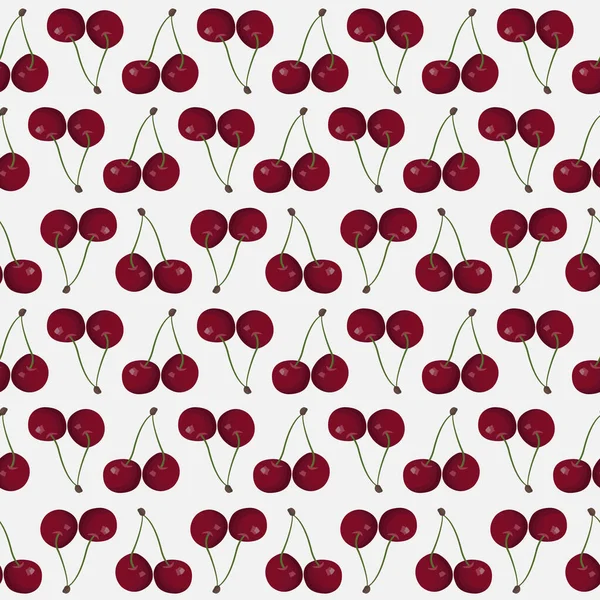 Motif Vectoriel Sans Couture Avec Des Cerises Sur Fond Blanc — Image vectorielle